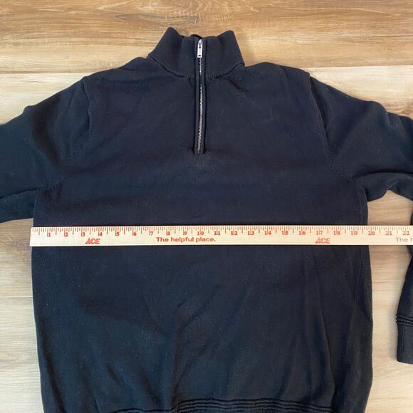 Topman Sweater Mens XL Slim Black Mock Neck 1/4 Zip Cotton Knit Long Sleeve - Picture 6 of 9